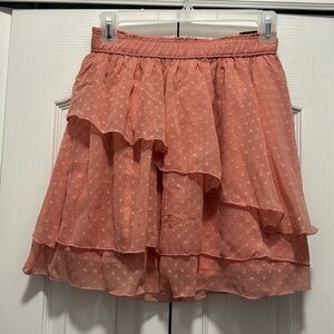 Peachy Pink Ruffle Mini Skirt, NWT